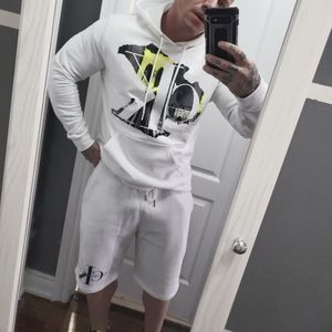 Calvin Klien White Hoodie and Shorts Set. Hoodie Men's L. Shorts Men's M